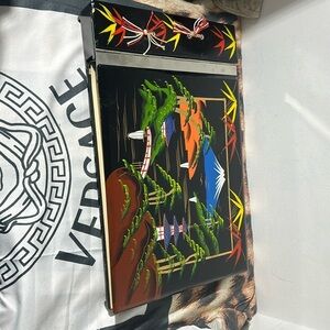 Antique Musical Japanese Photo Album, Black Lacquer  Wood with Music Box